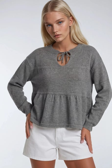 Tie-Detail Loose Knit Sweater - Image 3