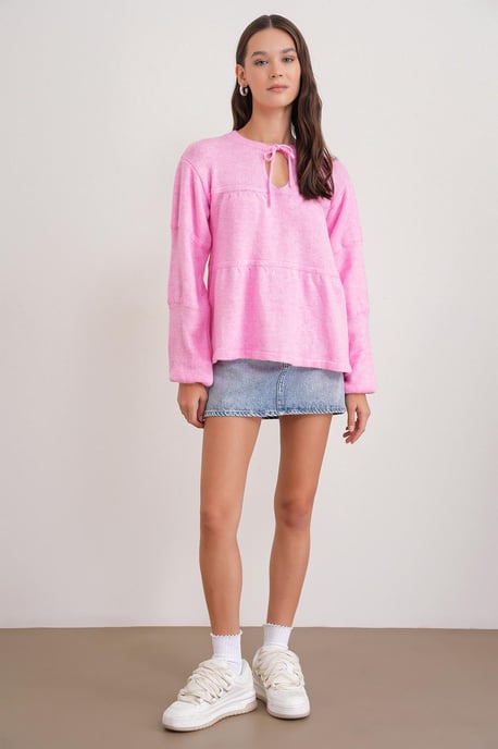 Tie-Detail Loose Knit Sweater - Image 2