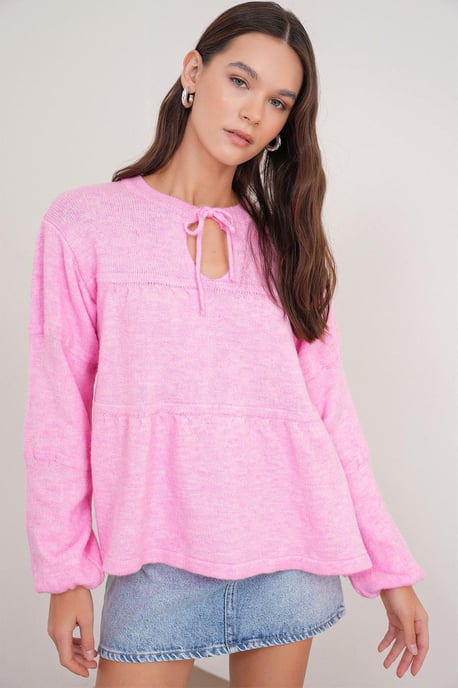 Tie-Detail Loose Knit Sweater - Image 3