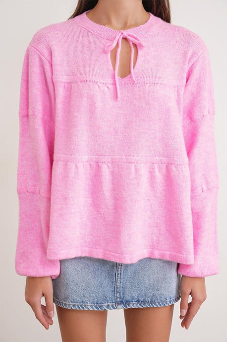 Tie-Detail Loose Knit Sweater - Image 4