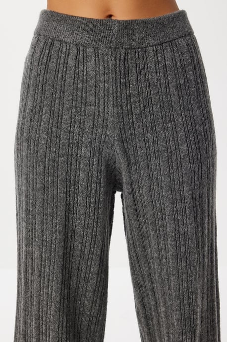 Off-Shoulder Ribbad Stickad Tvådelad Set - Image 5
