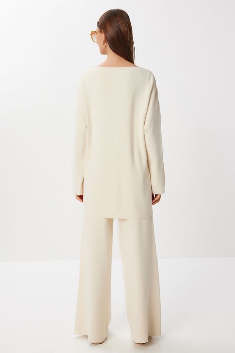 Oversized Tie Detail V-Neck Knitwear Two-Piece Set - Image 6