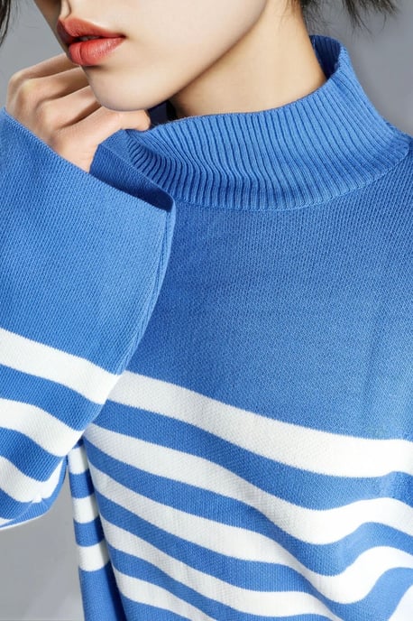 Oversized Striped Turtleneck Sweater - Image 6