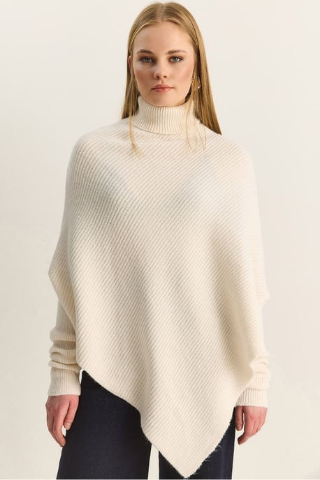Oversized Turtleneck Ribbed Knit Sweater - Image 1