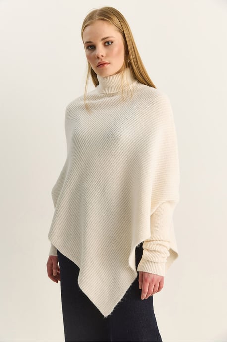 Oversized Turtleneck Ribbed Knit Sweater - Image 2