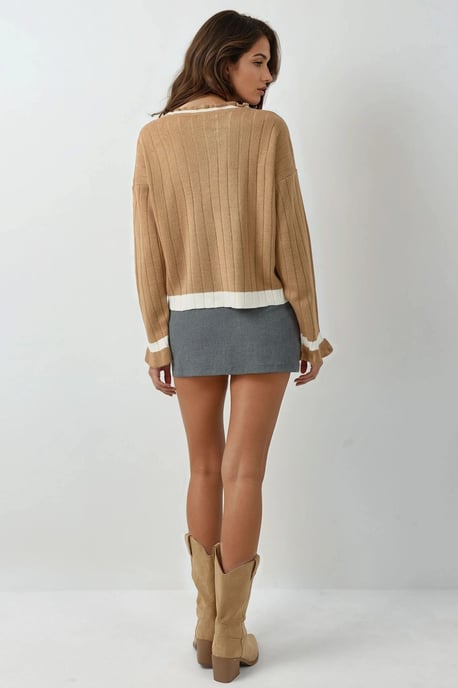 Striped Knit Sweater with Crew Neck - Image 3