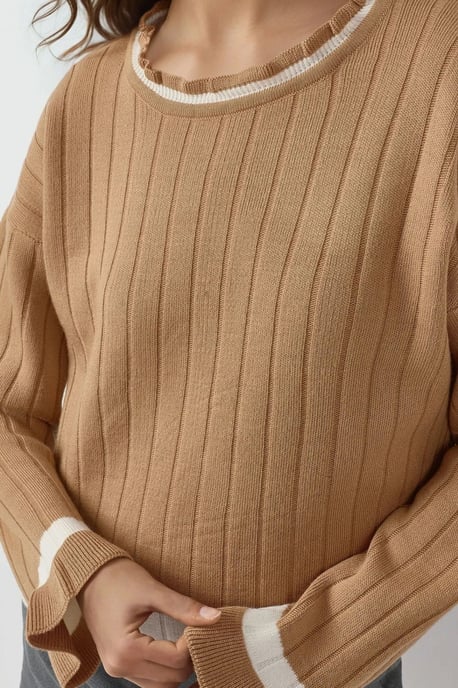 Striped Knit Sweater with Crew Neck - Image 4