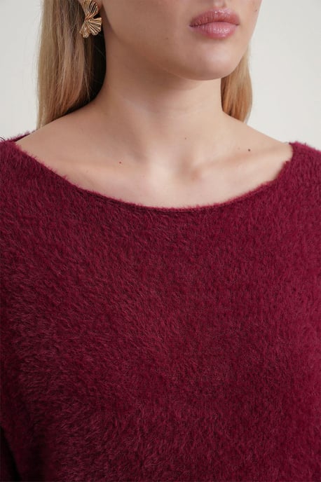 Asymmetrisk krage stickad tröja - Image 3