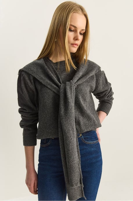 Regular Fit Crew Neck Ribbed Sweater - Image 1