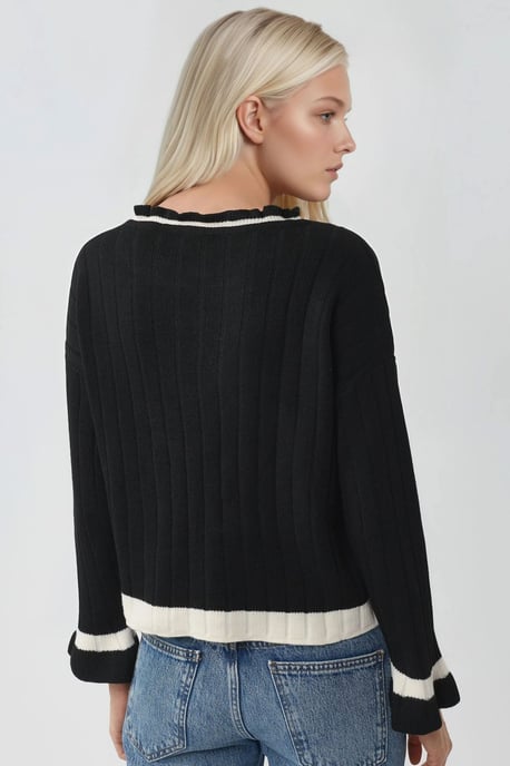 Striped Knit Sweater with Crew Neck - Image 2