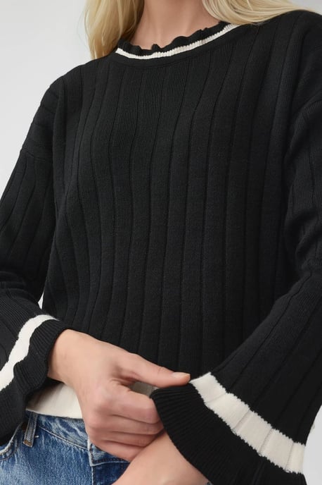 Striped Knit Sweater with Crew Neck - Image 3
