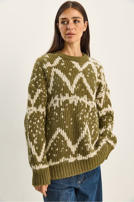 Oversized Ethnic Knit Sweater - Image 2