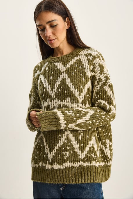 Oversized Ethnic Knit Sweater - Image 3