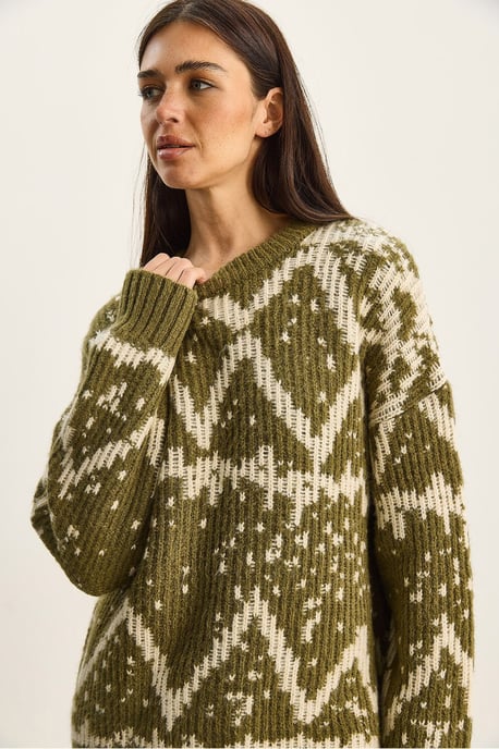 Oversized Ethnic Knit Sweater - Image 4