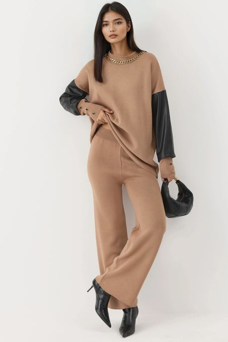 Sweater met Faux Leder Details - Image 2