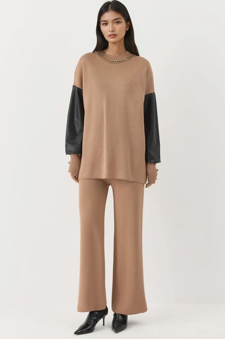Sweater met Faux Leder Details - Image 5