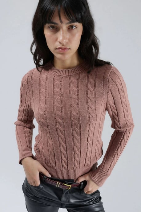 Fitted Cable Knit Sweater - Image 1