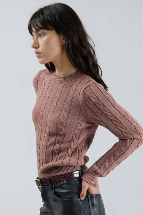 Fitted Cable Knit Sweater - Image 2