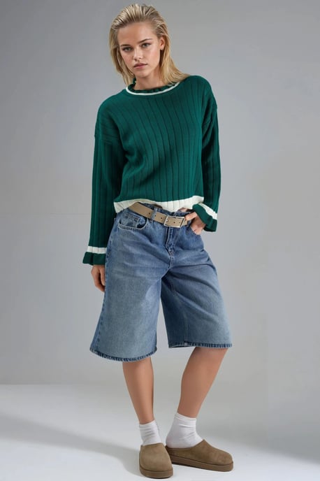 Striped Knit Sweater with Crew Neck - Image 5