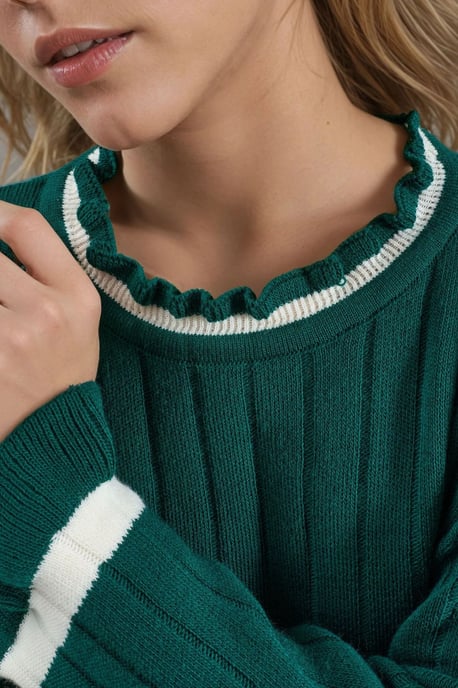 Striped Knit Sweater with Crew Neck - Image 6