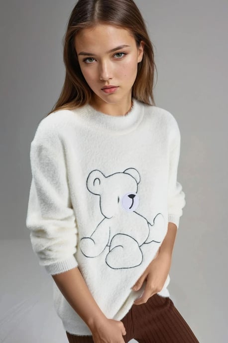 Oversize Teddy Bear Plush Sweater - Image 4