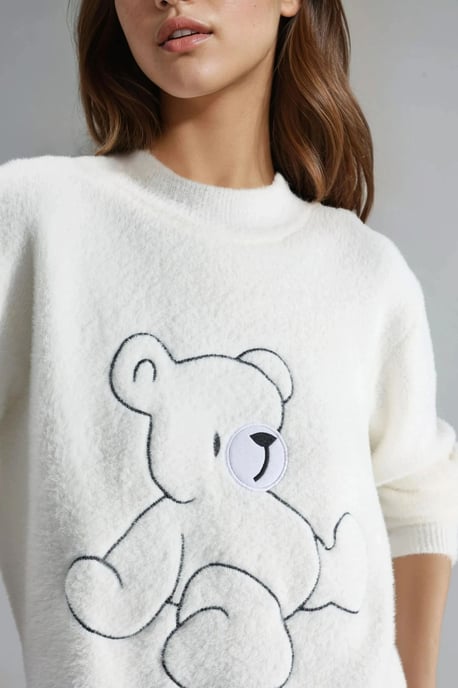 Oversize Teddy Bear Plush Sweater - Image 6