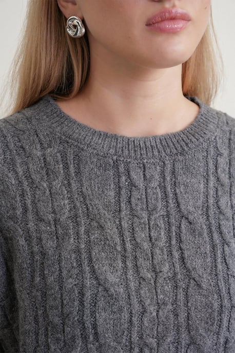 Oversized stickad tröja med hårflätmönster - Image 3