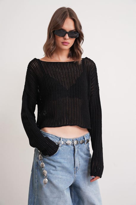 Gehaakt Crop Top met Boot-Hals - Image 2