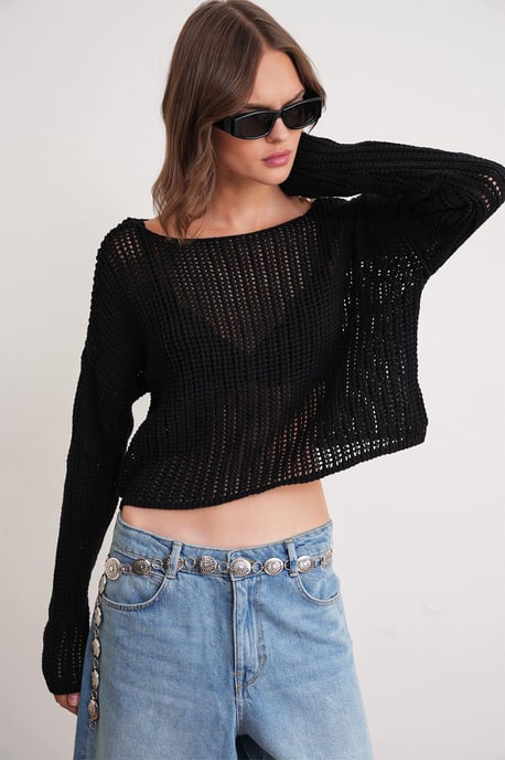 Gehaakt Crop Top met Boot-Hals - Image 4