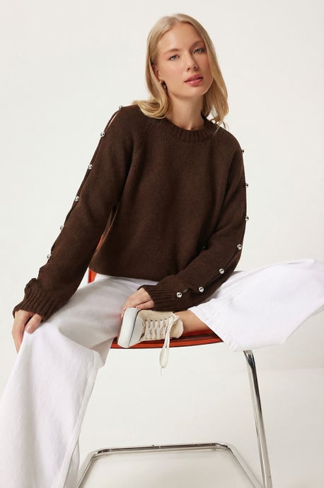 Crew Neck Uitsnijding Gebreide Trui - Image 2