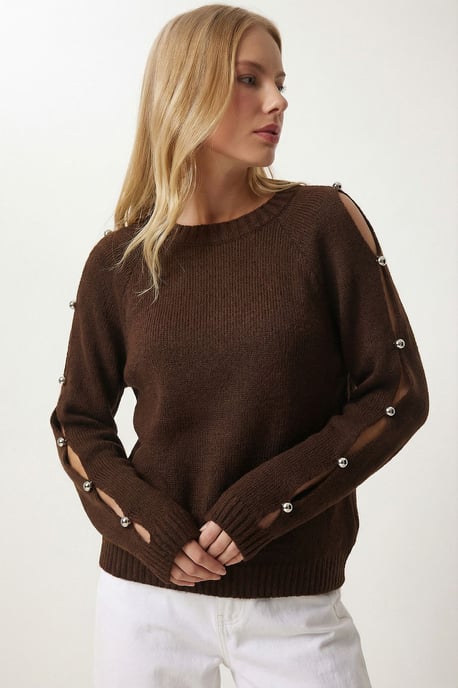 Crew Neck Uitsnijding Gebreide Trui - Image 3