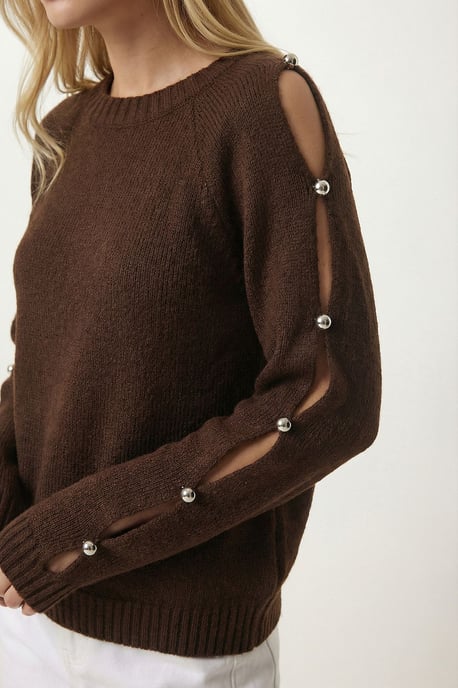 Crew Neck Uitsnijding Gebreide Trui - Image 4