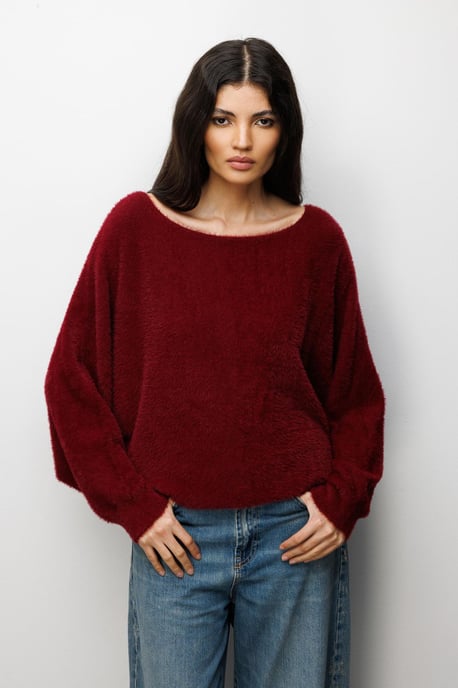 Avslappnad passform stickad båtkragsweater - Image 3