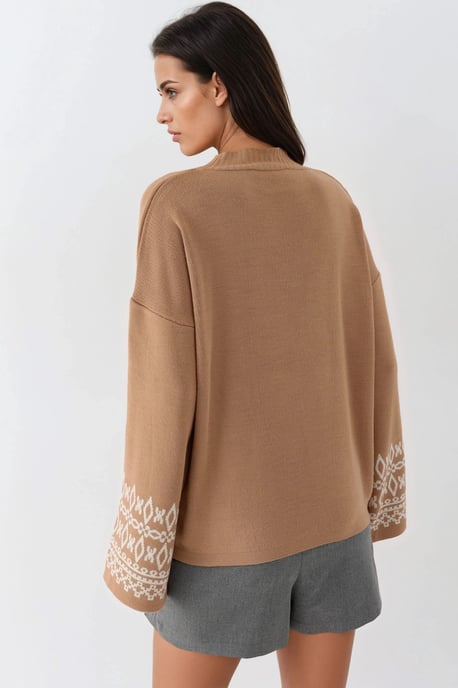 Crew Neck Jacquard Gebreide Trui - Image 3