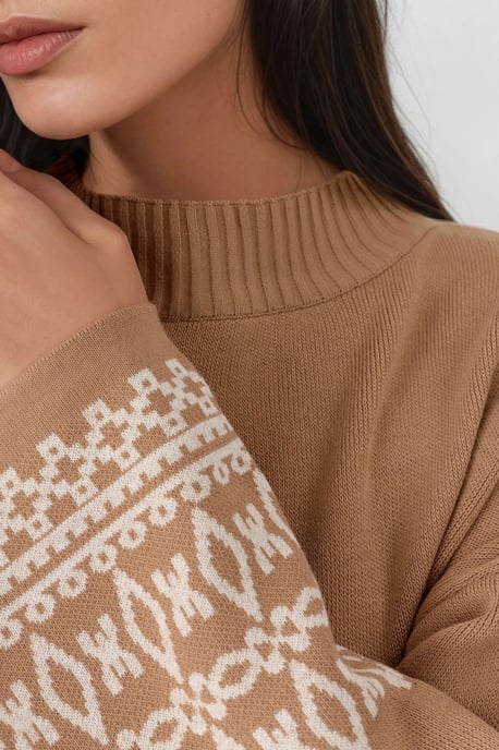Crew Neck Jacquard Gebreide Trui - Image 5