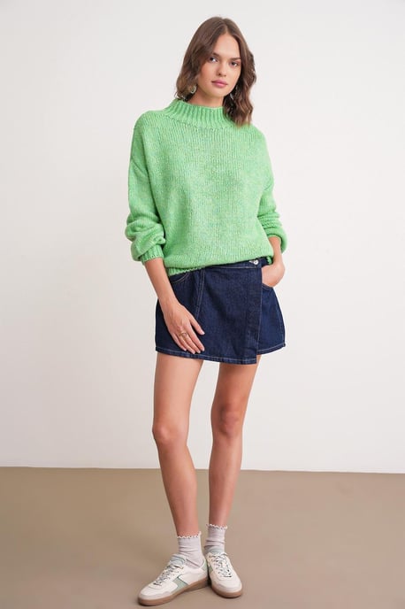 Relaxed Fit Crew Neck Thick Knit Sweater - Image 2