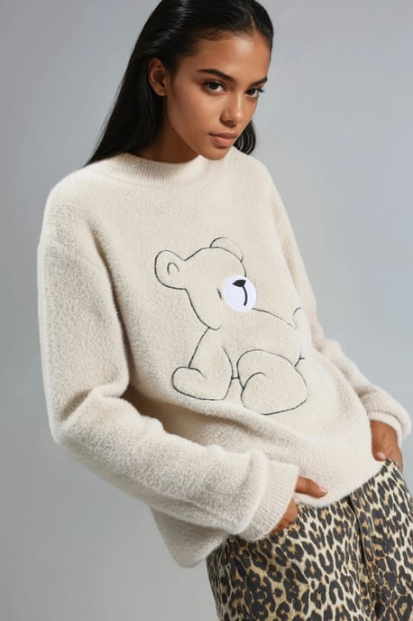 Oversize Teddy Bear Plush Sweater - Image 2