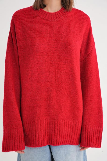 Oversized Geribbelde Trui met Ronde Hals - Image 4