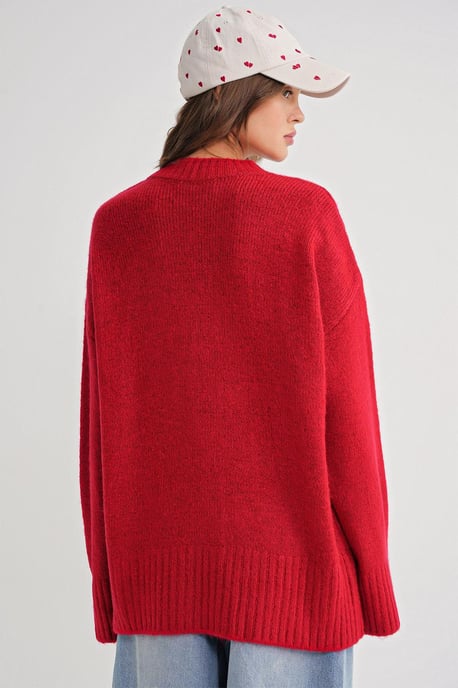 Oversized Geribbelde Trui met Ronde Hals - Image 6