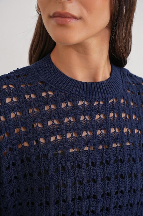 Gelaagd Gebreid Relaxed Crop Sweater met Ronde Hals - Image 5