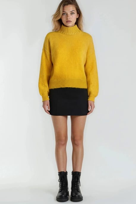 Relaxed Fit Crew Neck Thick Knit Sweater - Image 3