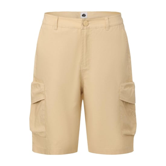 Pretty Green Mens Cotton Reinforced Tailored Casual Cargo Shorts (Beige) - Image 1