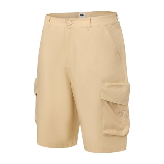 Pretty Green Mens Cotton Reinforced Tailored Casual Cargo Shorts (Beige) - Image 3