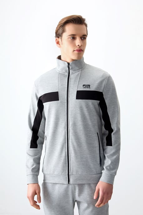 Men's Color Block Fleece Sweatshirt And Pants Set - Image 4