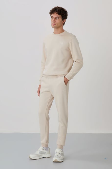 Heren Katoen-Polyester Fleece Sweatshirt en Broek Set - Image 5