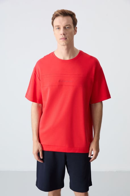 Herrars Stort T-shirt- och Shorts-set i Bomullsmix - Image 2