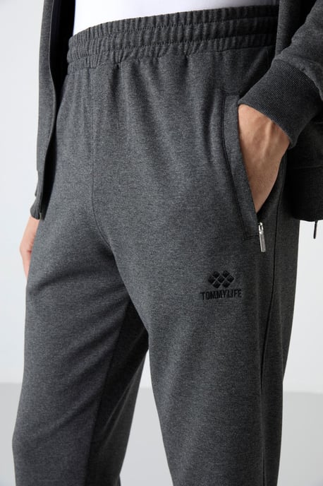 Heren Relaxed Fit Ritskraag Sweatshirt en Broek Set - Image 5