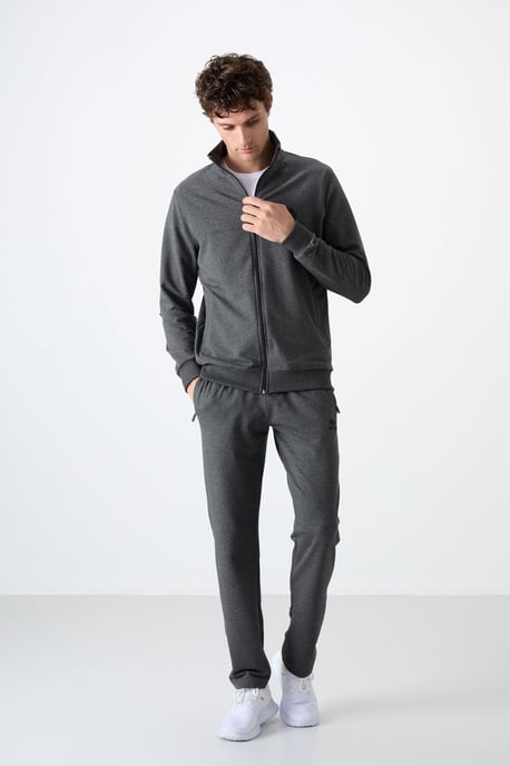 Heren Relaxed Fit Ritskraag Sweatshirt en Broek Set - Image 6