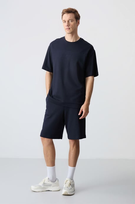 Herrar överdimensionerad T-shirt och shorts-set i bomullsblandning - Image 1