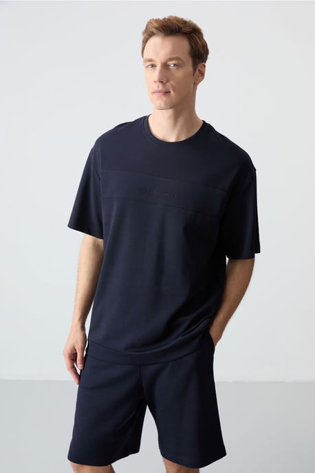 Herrar överdimensionerad T-shirt och shorts-set i bomullsblandning - Image 5